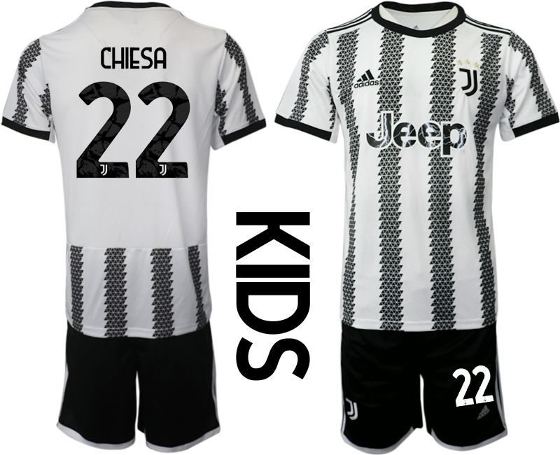 Youth 2022-2023 Club Juventus FC home white #22 Soccer Jerseys